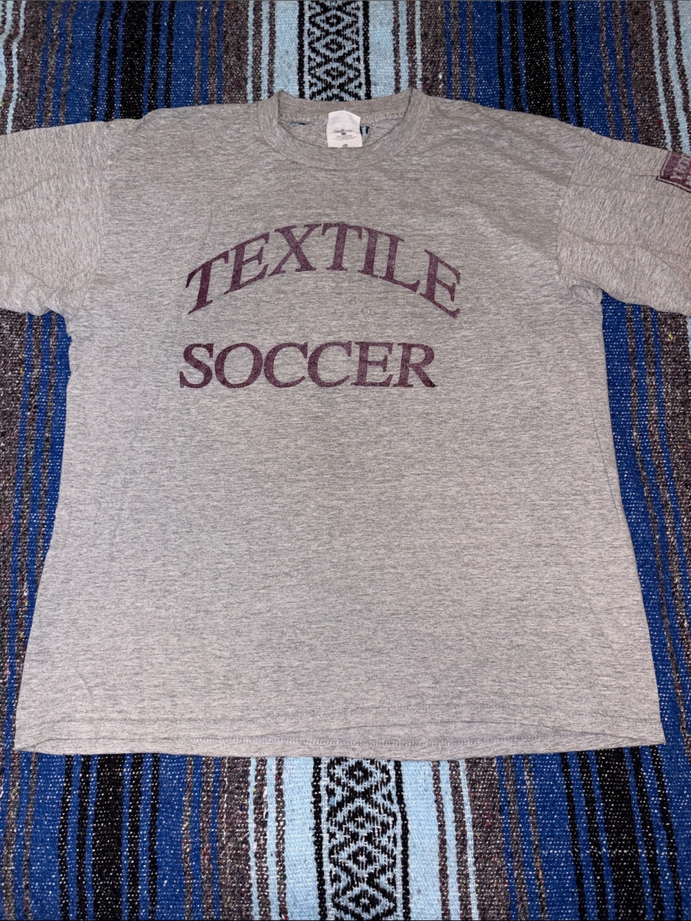 Thrashed Vintage 90s Textile University Soccer Tee Shirt